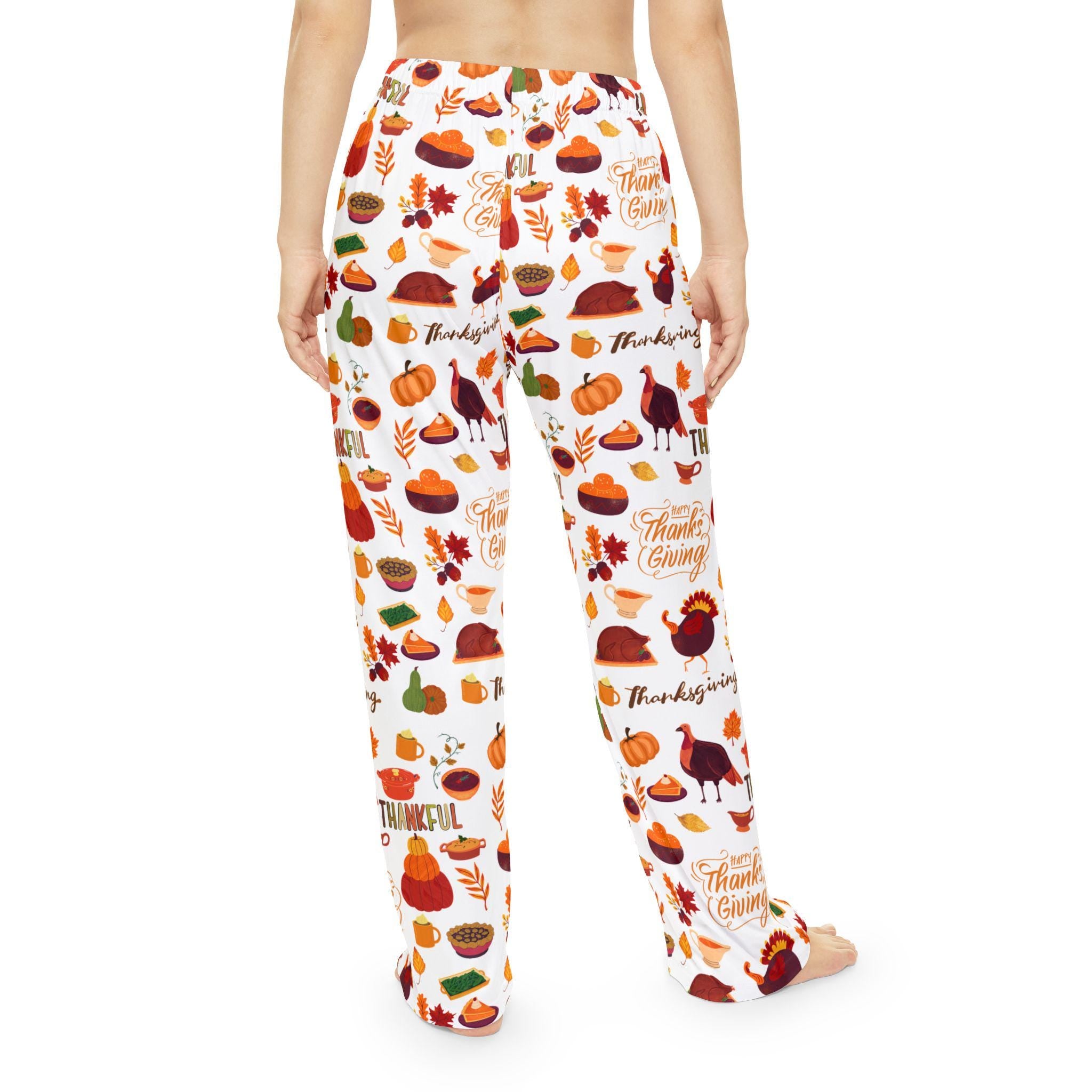 Thanksgiving Pajama Pants, Women's Polyester Lounge Wear