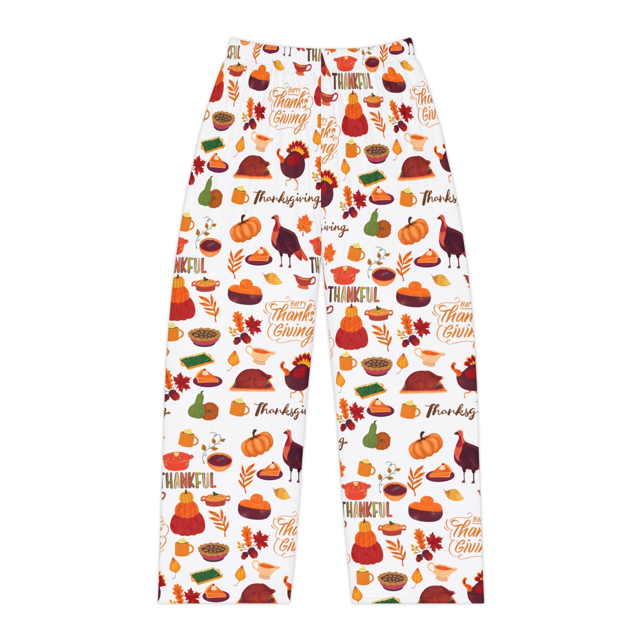 Thanksgiving Pajama Pants, Women's Polyester Lounge Wear